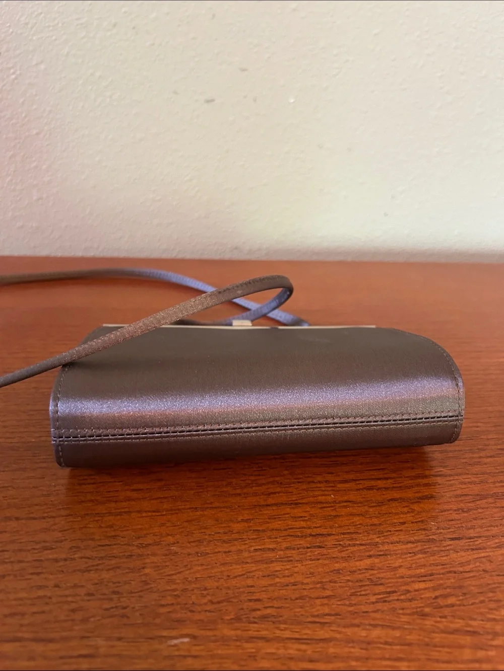 Liz Clairborne Vintage Satin Evening Crossbody Bag in‎ Taupe Exchangeable Strap
